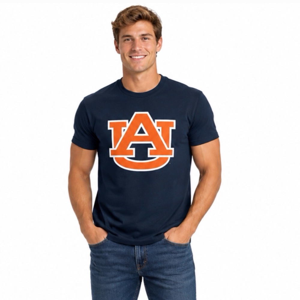 Auburn Tigers T Shirt Size Medium 100 Blue Cotton Tee Classic AU Logo New